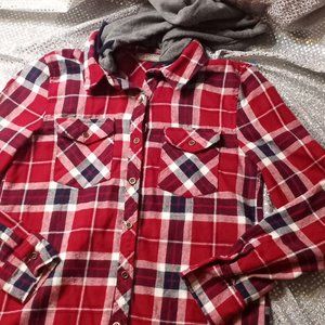 Flannel Kids Shirt 2 Sable Detachable Hood